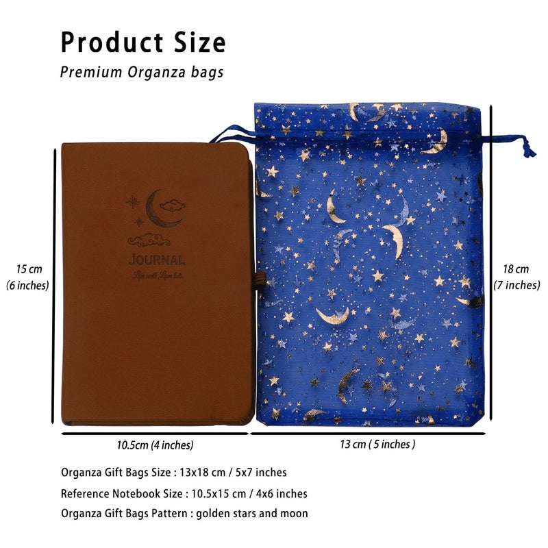 SUNGULF 100Pcs 5x7 Inches Sheer Drawstring Organza Bags Stars and Moon Wedding Party Favor Jewelry Candy Gift Pouches (Blue) - Image 2